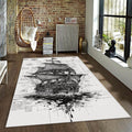Vintage Pirate Ship Rug, Nautical Sketch Art