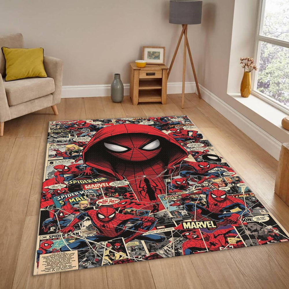 Spider-Man Rug, Comic Book Collage Marvel Superhero Decor Classic