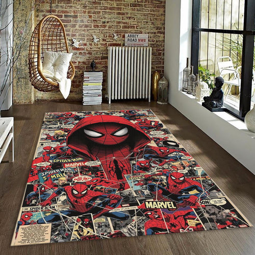 Spider-Man Rug, Comic Book Collage Marvel Superhero Decor Classic