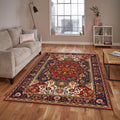 Traditional Oriental Rug, Red and Navy Blue
