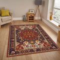 Traditional Oriental Rug, Red and Navy Blue