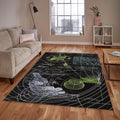 Cyberpunk Schematic Rug, Green & Black