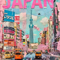 Pink Japan Rug, Tokyo Street Collage