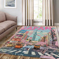Pink Japan Rug, Tokyo Street Collage