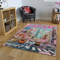 Pink Japan Rug, Tokyo Street Collage