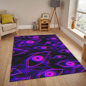 Psychedelic Eye Rug, Trippy Glitch Art