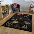 Vintage Solar System Rug, Celestial Map