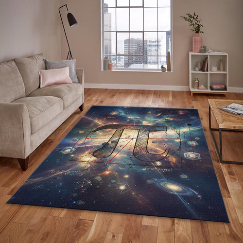 Celestial Pi Symbol Rug, Galaxy Math Art