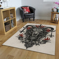 Gothic Ram Skull Rug, Occult Art Dark Fantasy Decor Heavy Metal