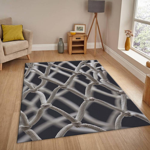 Minimalist Basketball Net Rug, Abstract Sports Art