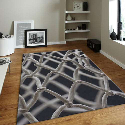 Minimalist Basketball Net Rug, Abstract Sports Art