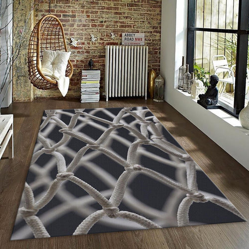 Minimalist Basketball Net Rug, Abstract Sports Art