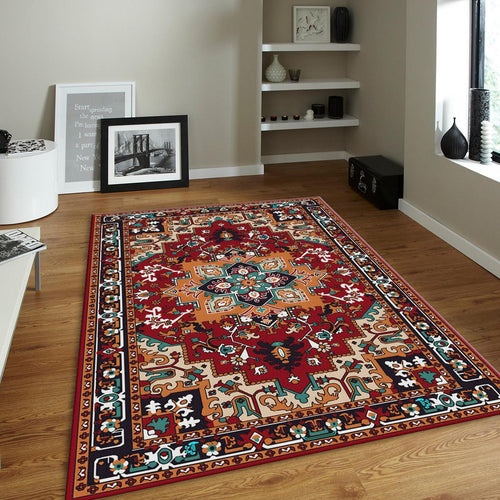 Traditional Oriental Rug, Red and Teal