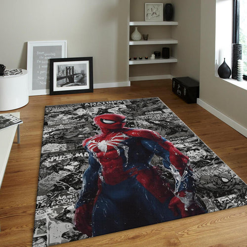 Spider-Man Rug, Marvel Gaming Art Retro Comic Book Decor Gamer
