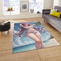 Sexy Pink Hair Waifu Rug, Anime Bikini Girl