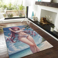 Sexy Pink Hair Waifu Rug, Anime Bikini Girl