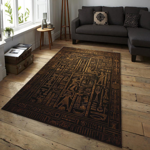 Egyptian Hieroglyph Rug, Ancient Egypt Decor