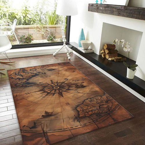 Vintage Map Rug, Old World Nautical Decor