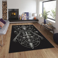 Goth Decor Rug, Dark Fantasy Art Macabre Skull Design Gothic Home