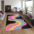 Vibrant Rainbow Rug, Colorful Sand Wave Art