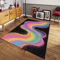 Vibrant Rainbow Rug, Colorful Sand Wave Art