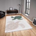 Boho Sea Turtle Rug, Green and Pink