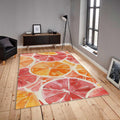 Orange Slice Rug, Colorful Grapefruit Art