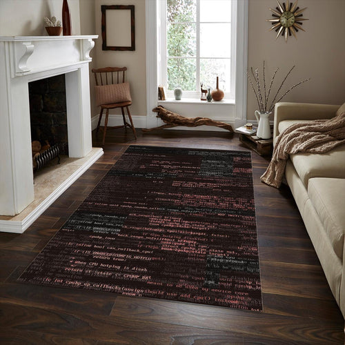 Coder Aesthetic Rug, Red Hacker Code