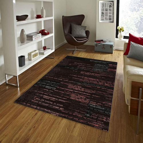 Coder Aesthetic Rug, Red Hacker Code