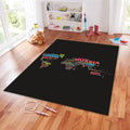 Colorful World Map Rug, Typographic Text Art