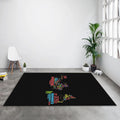 Colorful World Map Rug, Typographic Text Art