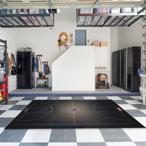 Minimalist Basketball Court Rug, Aerial View Art