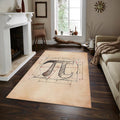 Vintage Pi Symbol Rug, Technical Blueprint Art