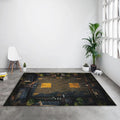 Aerial Basketball Court Rug, Black and Gold