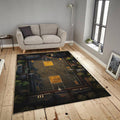 Aerial Basketball Court Rug, Black and Gold