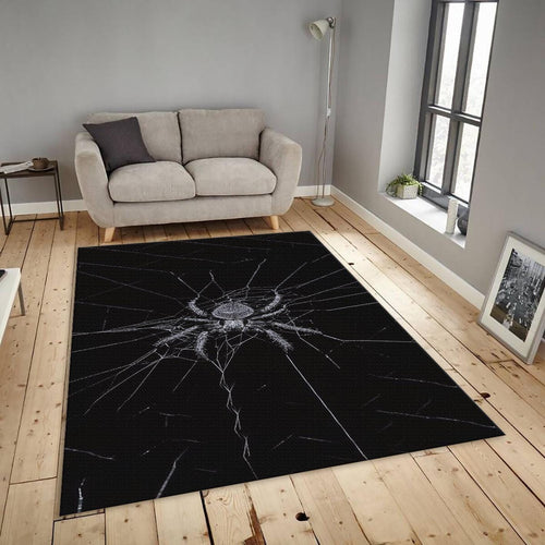 Gothic Spider Rug, Black and White Web Art
