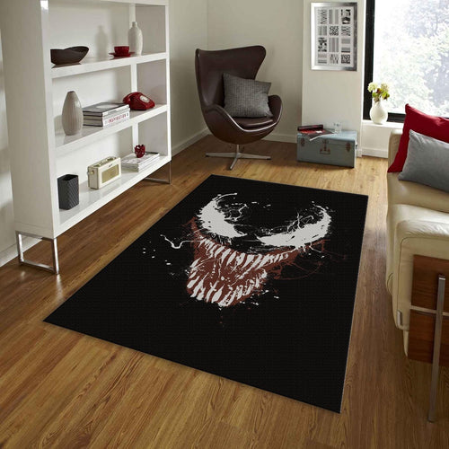 Venom Rug, Marvel Splatter Art Venom Face Decor Gothic Gamer Rug