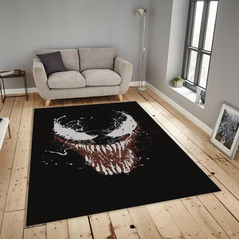 Venom Rug, Marvel Splatter Art Venom Face Decor Gothic Gamer Rug