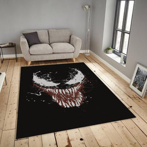 Venom Rug, Marvel Splatter Art Venom Face Decor Gothic Gamer Rug
