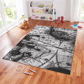 Vintage World Map Rug, Monochrome Art