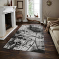 Vintage World Map Rug, Monochrome Art