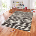 Abstract Zebra Print Rug, Black and White