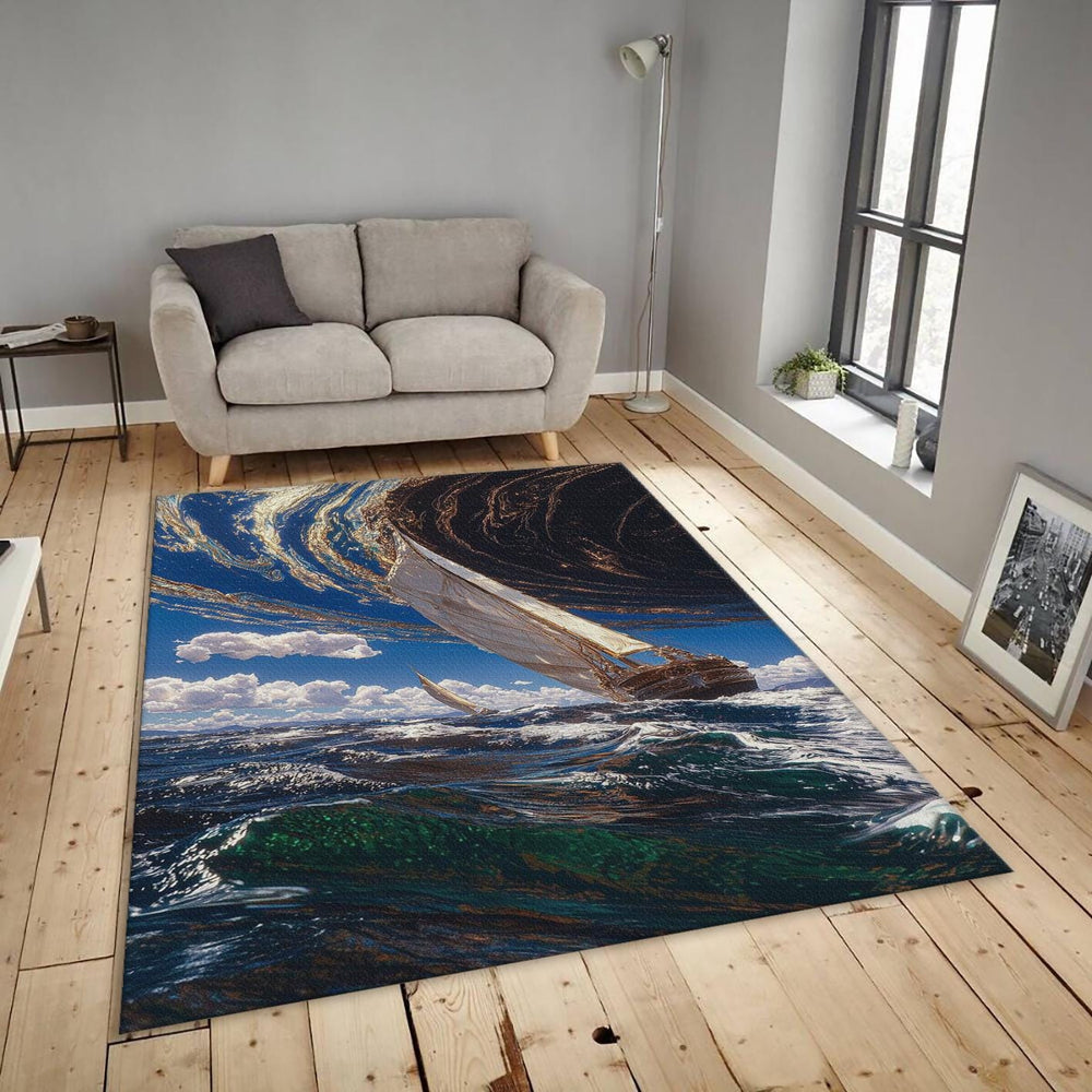 Stormy Sea Rug, Celestial Abstract Sky