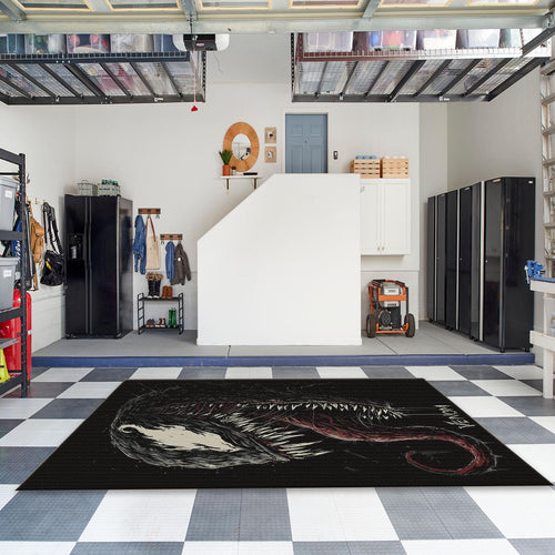 Venom Rug, Detailed Fan Art Dark Profile Decor Gothic Gamer Room
