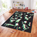 Glitch Art Rug, 3D Anaglyph Effect Dark Abstract Decor Edgy Room