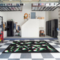 Glitch Art Rug, 3D Anaglyph Effect Dark Abstract Decor Edgy Room