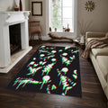 Glitch Art Rug, 3D Anaglyph Effect Dark Abstract Decor Edgy Room