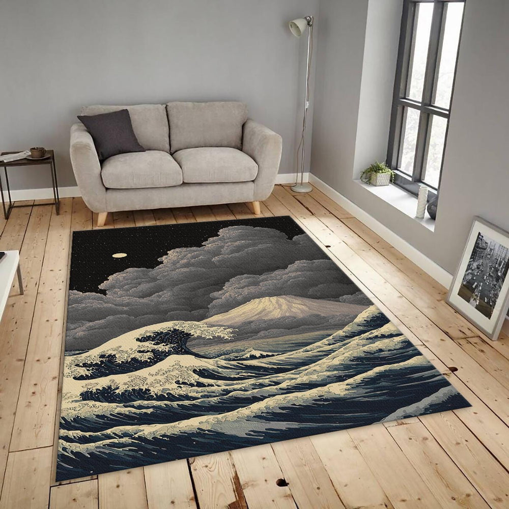 Great Wave Rug, Japanese Ukiyo-e Style
