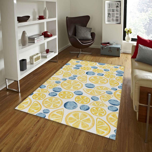 Watercolor Lemon Rug, Blueberry Fruit Art