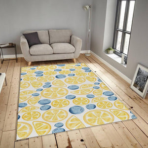 Watercolor Lemon Rug, Blueberry Fruit Art